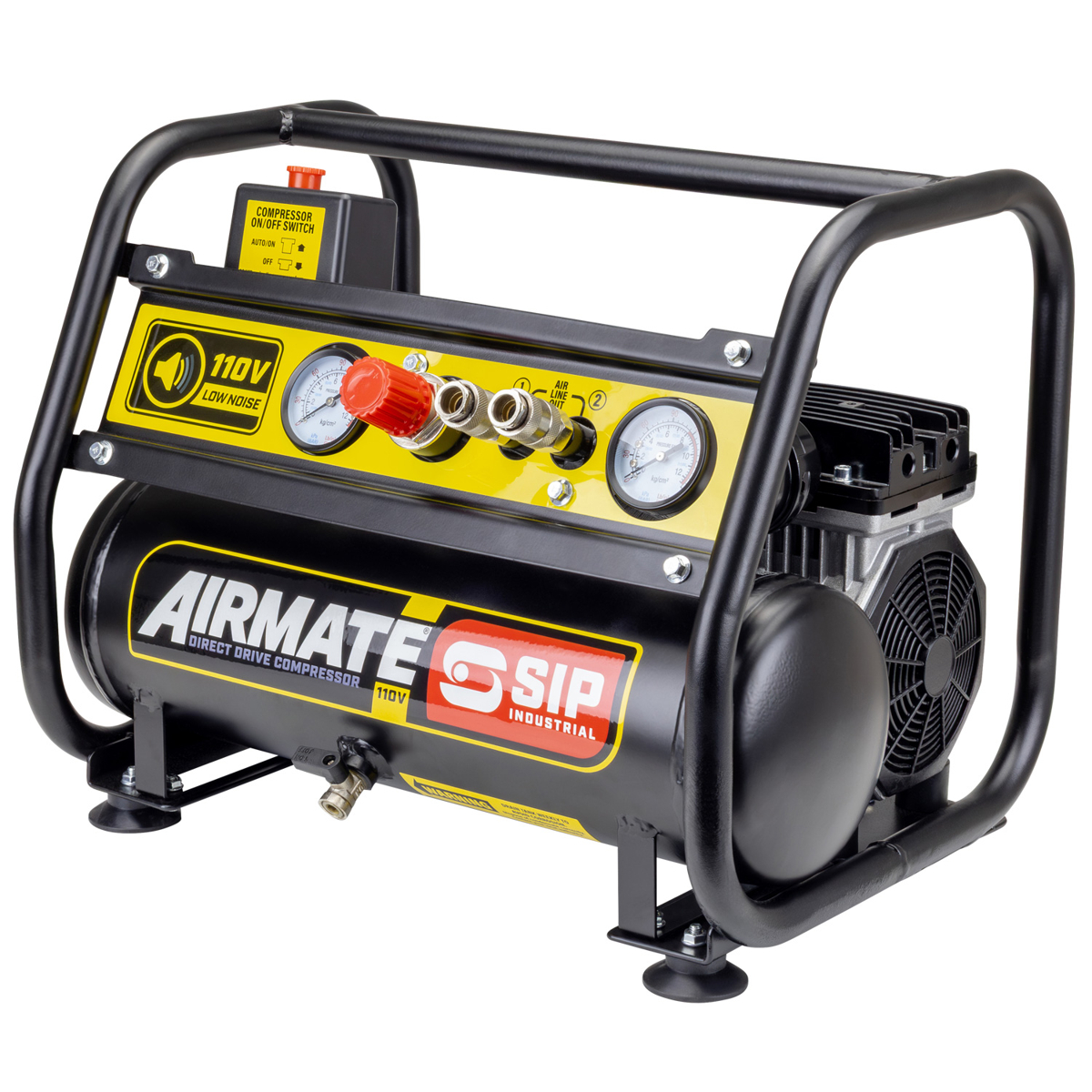 SIP AIRMATE® 110V 6L 1.5hp Low Noise Oil-Free Direct Drive Compressor